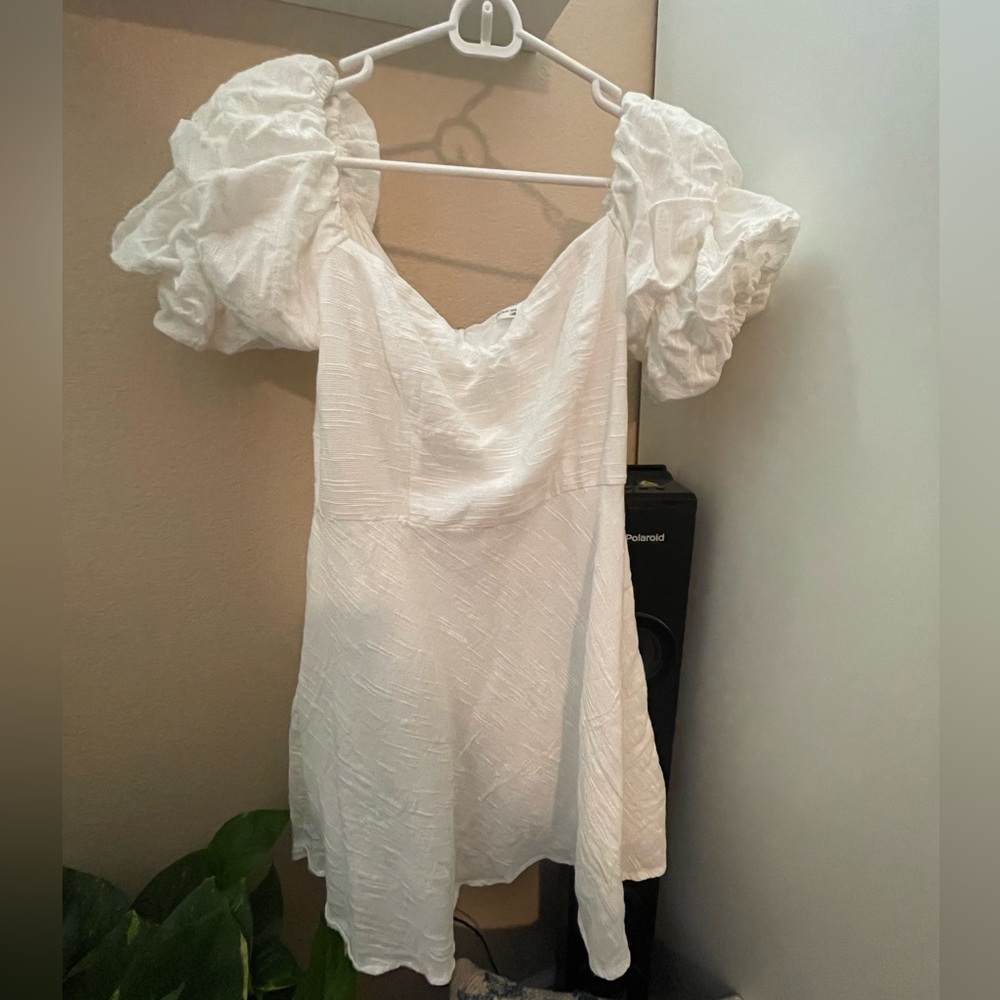 One and only collective, white dress short dress with poofy arms